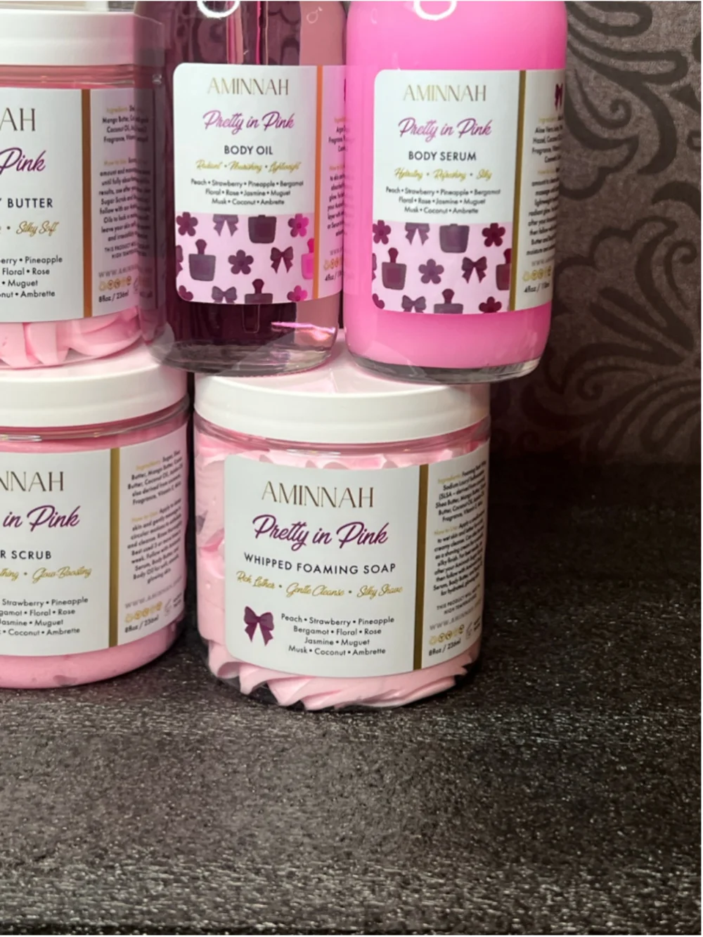 Aminnah Pretty in Pink Bath & Body Set